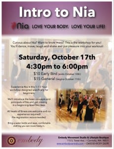 Intro to Nia Workshop - A Beginners Introduction to Nia @ Embody Movement Studio & Lifestyle Boutique | Centralia | Washington | United States