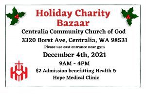 Holiday Charity Bazaar @ Centralia Community Church of God